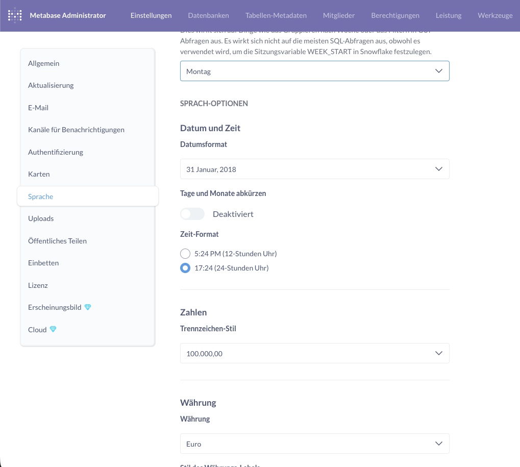 Metabase_Admineinstellung